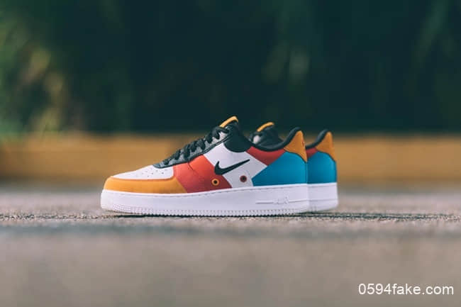 耐克全新配色刺绣小勾+彩色拼接Nike Air Force 1海外现已发售! 货号:CI006-101