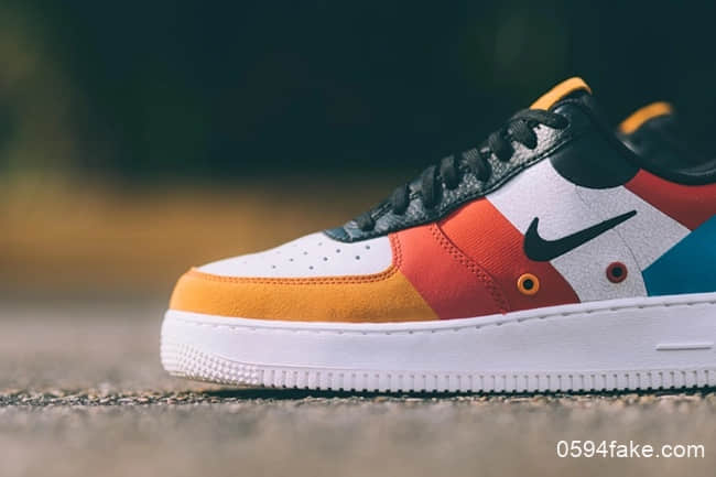 耐克全新配色刺绣小勾+彩色拼接Nike Air Force 1海外现已发售! 货号:CI006-101