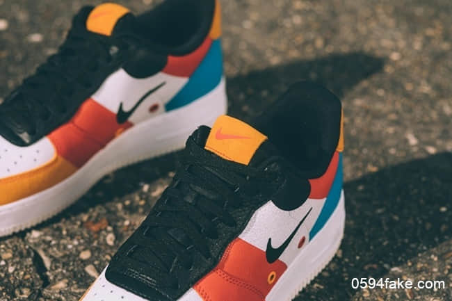 耐克全新配色刺绣小勾+彩色拼接Nike Air Force 1海外现已发售! 货号:CI006-101