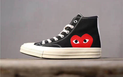 Converse Chuck 70 x CDG Play川久保玲联名黑色爱心高帮公司级高品质原盒原标硫化大底 货号:150204C