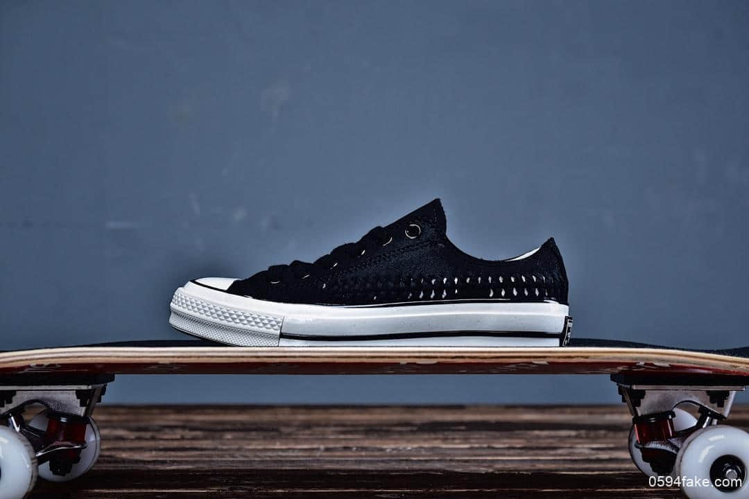 匡威Converse Chuck Taylor All Star 1970 OX复古三星标低帮运动硫化板鞋镂空纤维编织正确硅蓝中底 货号:164591C