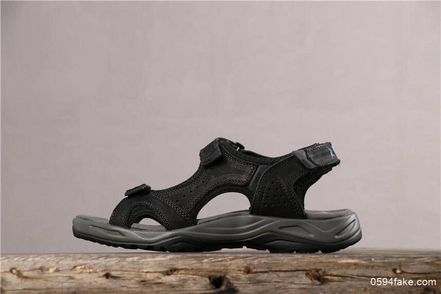 ECCO爱步沙滩鞋运动凉鞋黑色真标带半码进口头层小牛皮顶级TPU组合 货号:82002401086