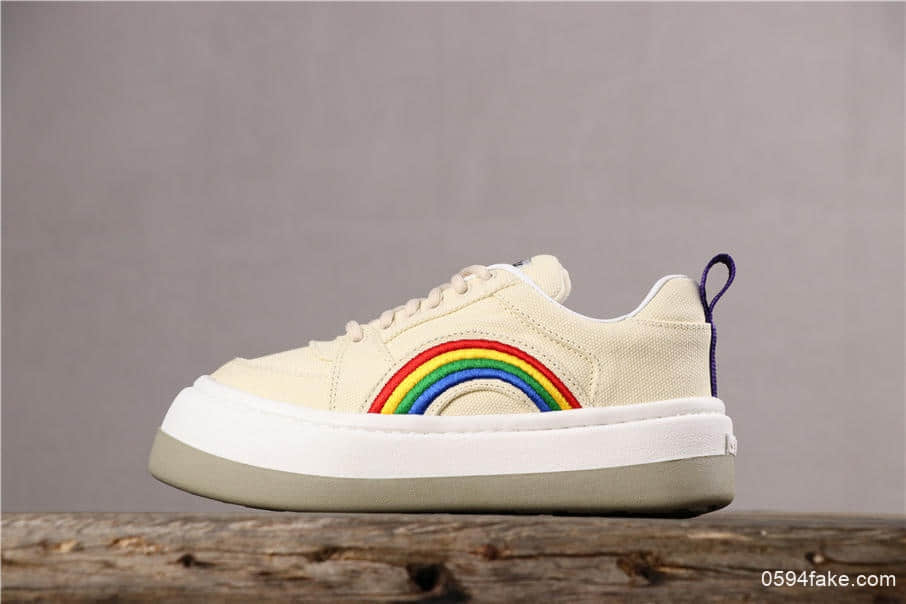 Eytys Sonic Canvas Sneakers米白彩虹瑞典小众品牌Lisa同款彩虹鞋头层羊皮内里 货号:0617