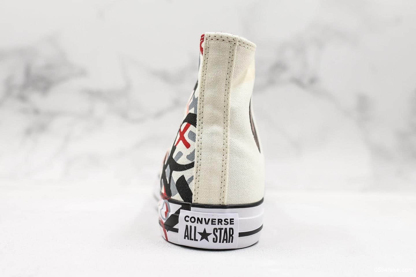 匡威Converse Chuck Taylor XXOO男生女生涂鸦联名款印花真标硫化高帮帆布鞋 货号:159713C