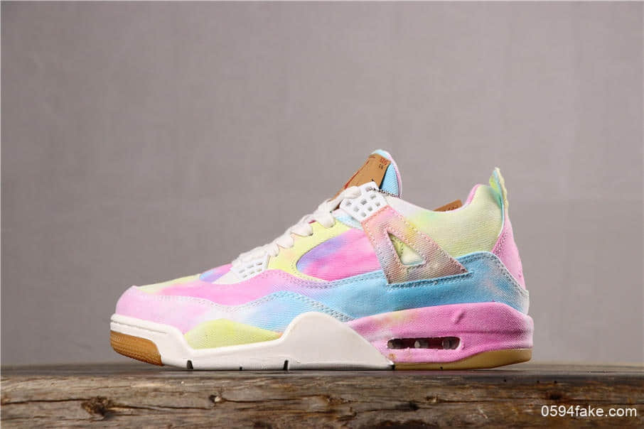 乔丹联名款Levi’s x Air Jordan 4 Retor NRG AJ4纯原高品质AJ4七彩牛仔系列实战篮球鞋 货号:AO2571-102