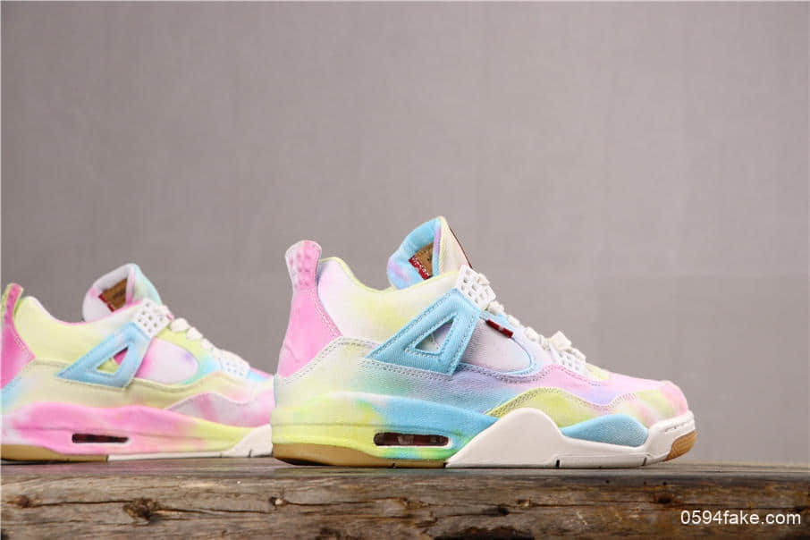 乔丹联名款Levi’s x Air Jordan 4 Retor NRG AJ4纯原高品质AJ4七彩牛仔系列实战篮球鞋 货号:AO2571-102