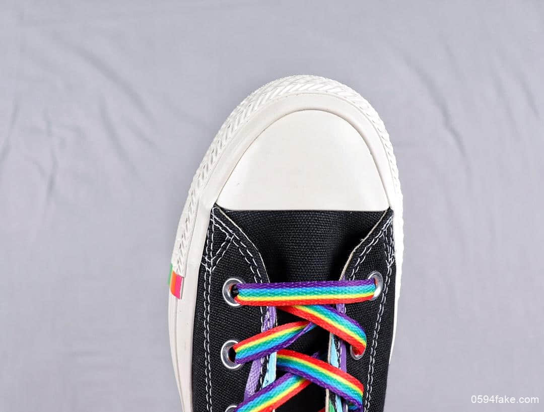 匡威Converse Chuck Taylor pride主题月彩虹底黑面帆布鞋真标高品质硫化蓝底 货号:165719C
