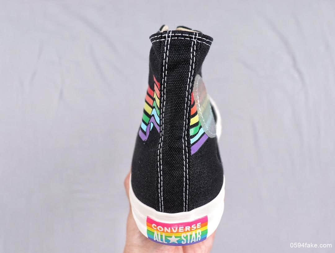 匡威Converse Chuck Taylor pride主题月彩虹底黑面帆布鞋真标高品质硫化蓝底 货号:165719C