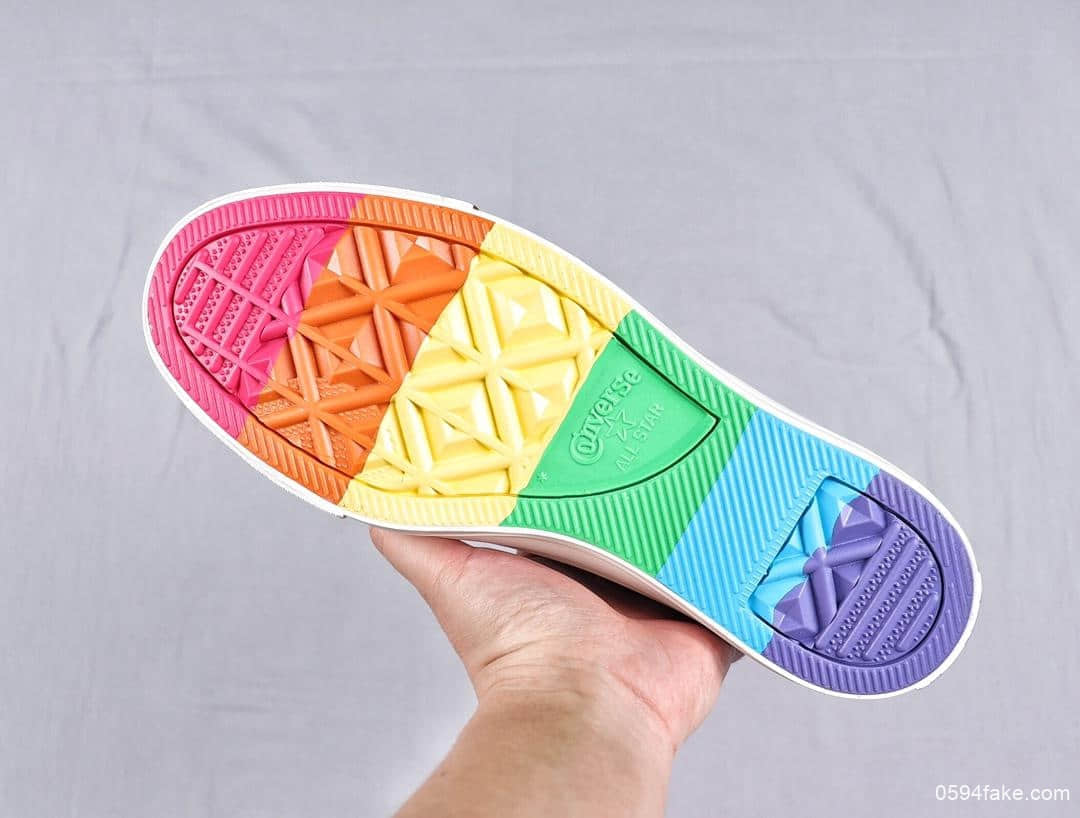 匡威Converse Chuck Taylor pride主题月彩虹底黑面帆布鞋真标高品质硫化蓝底 货号:165719C