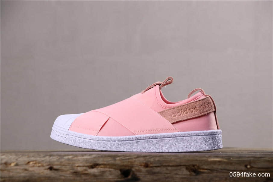 阿迪达斯Adidas SUPERSTAR SLIP ON W S公司级贝壳头十字交叉绑带一脚蹬 货号:S76408