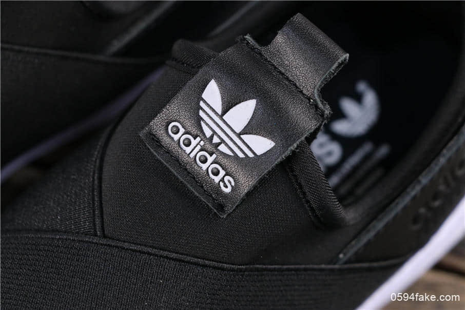 阿迪达斯Adidas SUPERSTAR SLIP ON W S贝壳头公司级交叉绑带黑白顶级版本外围可充正 货号:S81337