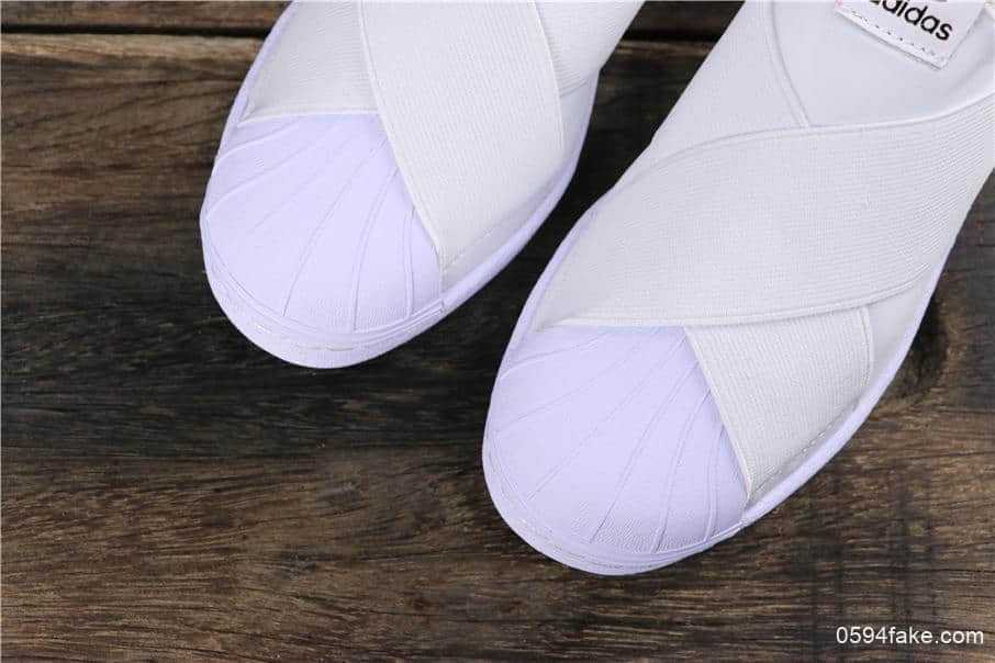 阿迪达斯Adidas SUPERSTAR SLIP ON W S贝壳头公司级交叉绑带全白白山联名款区别市面通货版本 货号:S81338