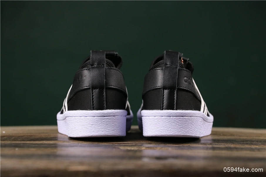 阿迪达斯Adidas SUPERSTAR SLIP ON W S贝壳头情侣休闲交叉绑带条纹配毒标实体店可充正 货号:AC8582