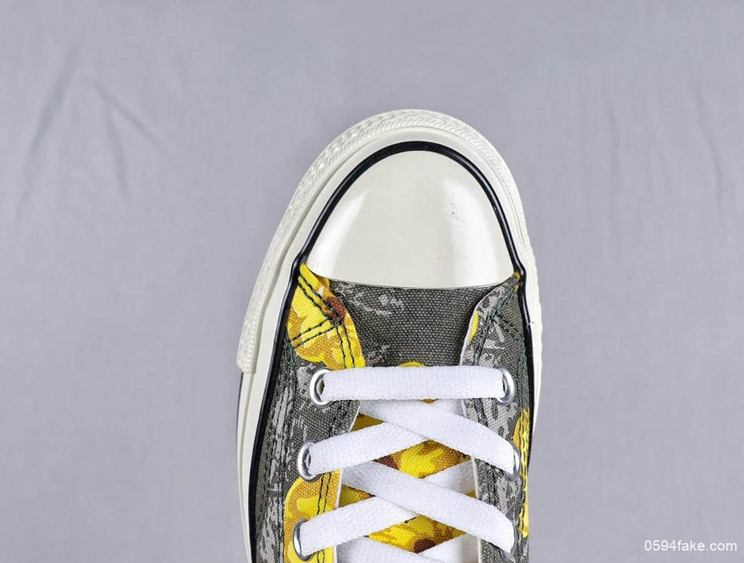 匡威Converse CONVERSE CHUCK 70夏日小黄花真标硫化蓝底高帮女鞋 货号:164076C