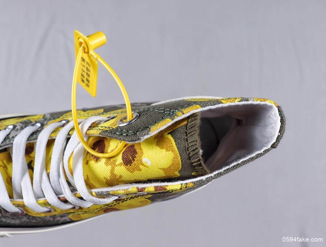 匡威Converse CONVERSE CHUCK 70夏日小黄花真标硫化蓝底高帮女鞋 货号:164076C