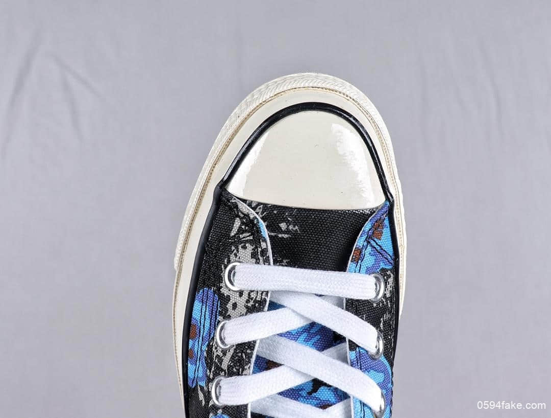 匡威Converse Chuck 1970s Parkway Floral帆布休闲板鞋真标硫化蓝底立体3D鞋标 货号:164077C
