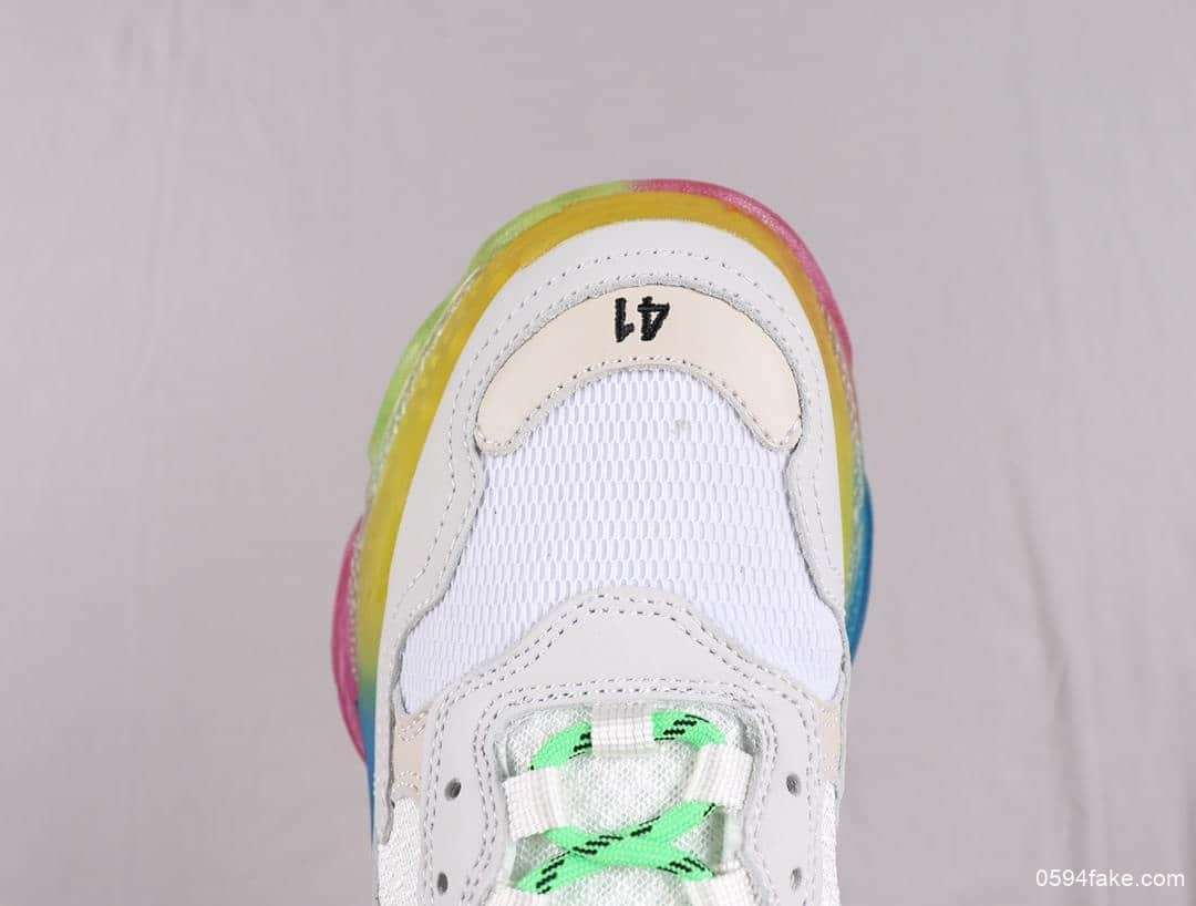 巴黎世家Balenciaga Triple S气垫老爹鞋彩虹官方纯原版本正确字体电绣 货号:541624W09E11895