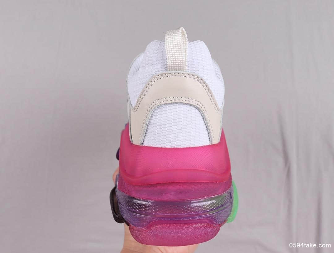 巴黎世家Balenciaga Triple S气垫老爹鞋彩虹官方纯原版本正确字体电绣 货号:541624W09E11895