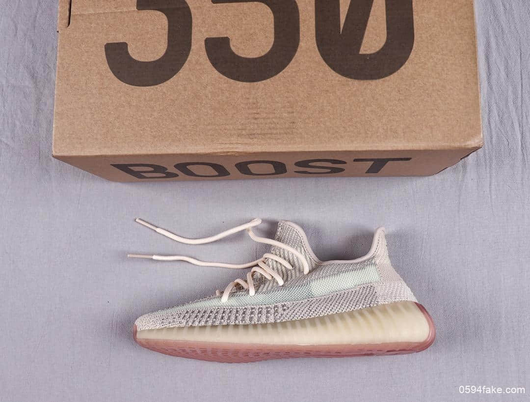 阿迪达斯Adidas YEEZY BOOST 350 V2 Citrin Reflective百搭轻便爆米花中底休闲运动慢跑鞋OG纯原镂空柠檬素浅黄拼接满天星 货号:FW5318