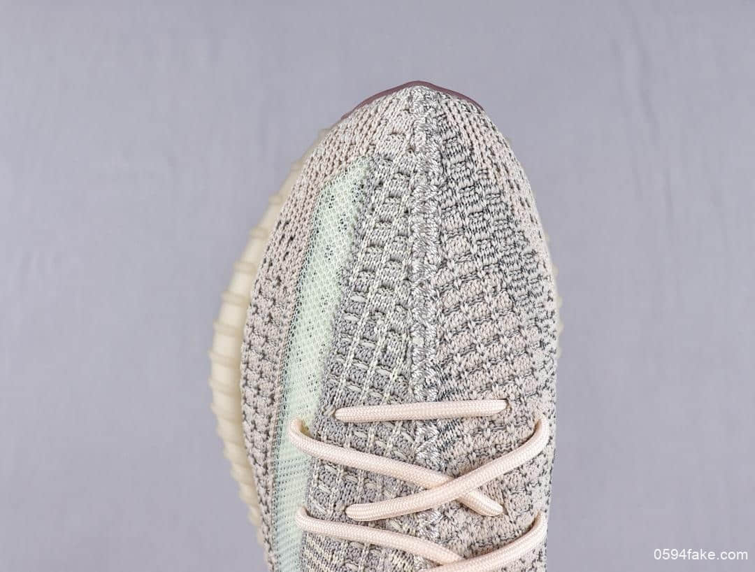 阿迪达斯Adidas YEEZY BOOST 350 V2 Citrin Reflective百搭轻便爆米花中底休闲运动慢跑鞋OG纯原镂空柠檬素浅黄拼接满天星 货号:FW5318