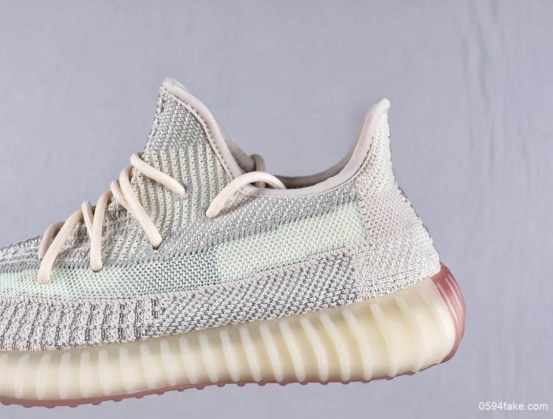 阿迪达斯Adidas YEEZY BOOST 350 V2 Citrin Reflective百搭轻便爆米花中底休闲运动慢跑鞋OG纯原镂空柠檬素浅黄拼接满天星 货号:FW5318