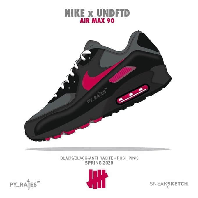 耐克全新Undefeated x Nike Air Max 90三款新配色将于2020年春季推出!