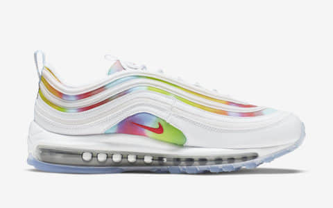 白色的Air MAX 97“TIE-DYE”穿上它才能吹彩虹屁 货号:CK0839-100