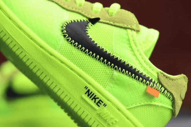 Nike Air Force 1 TD荧光绿 耐克真标品质空军一号OW联名童鞋独立磨具原鞋开膜 货号：BV0853-700