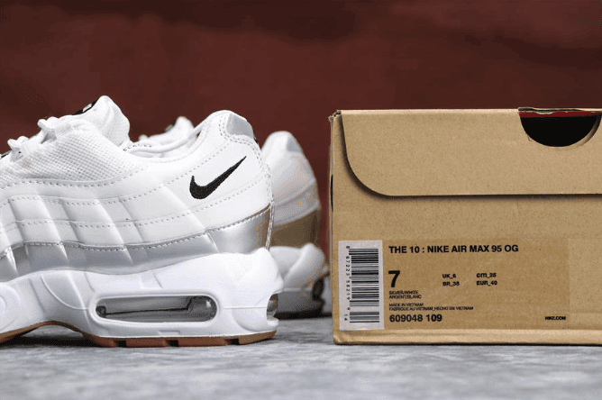 Nike Air Max 95 OG白银 耐克THE10公司级子弹95复古运动鞋 货号：609048-109