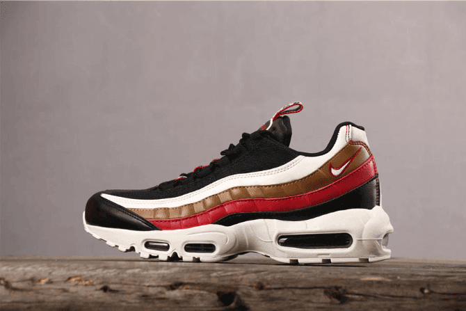 Nike Air Max 95 TT PRM黑白红棕 耐克子弹系列95串标公司级慢跑鞋 货号：AJ4077-002