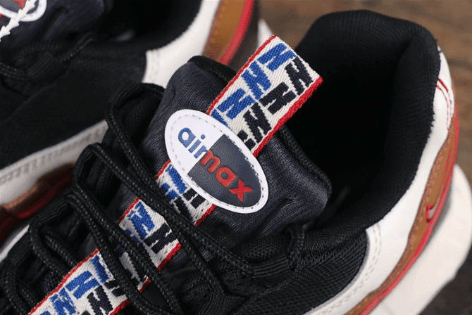 Nike Air Max 95 TT PRM黑白红棕 耐克子弹系列95串标公司级慢跑鞋 货号：AJ4077-002