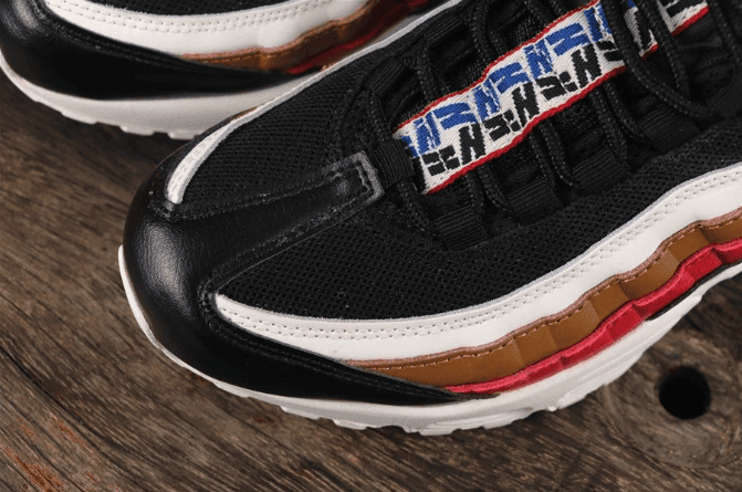 Nike Air Max 95 TT PRM黑白红棕 耐克子弹系列95串标公司级慢跑鞋 货号：AJ4077-002
