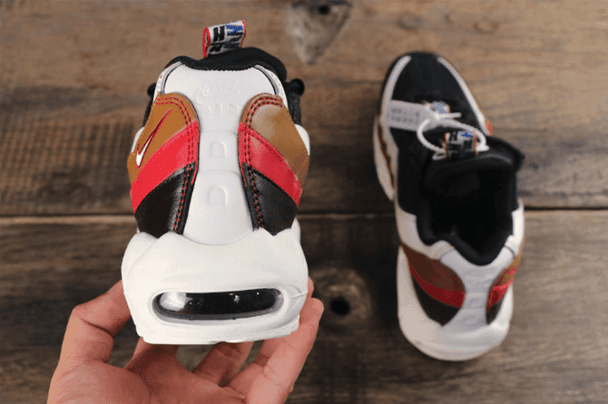 Nike Air Max 95 TT PRM黑白红棕 耐克子弹系列95串标公司级慢跑鞋 货号：AJ4077-002