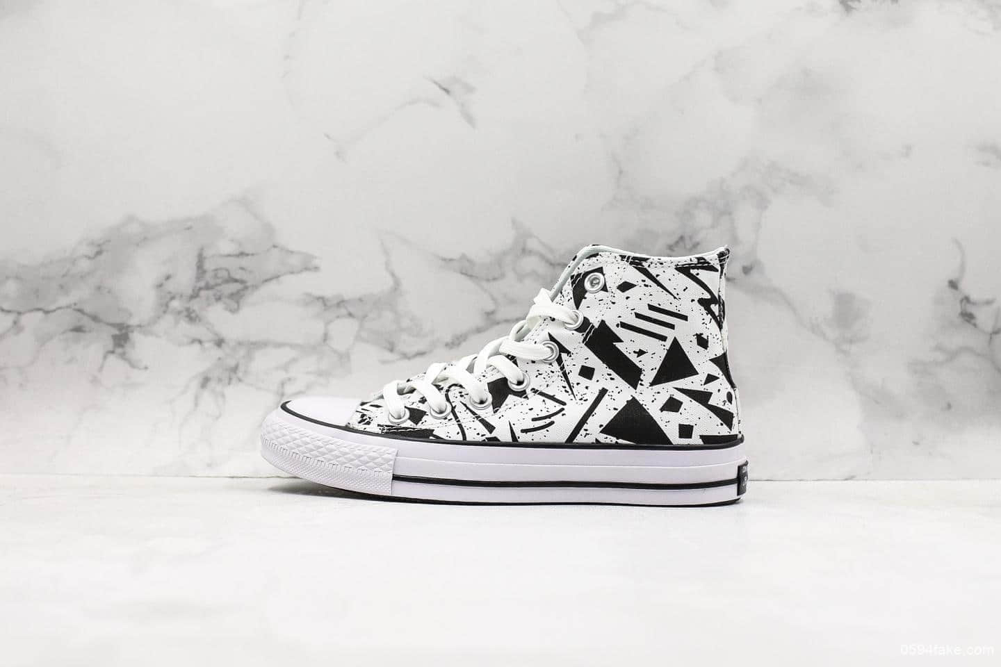 匡威CONVERSE ALL STAR 100 GEOMETRIC HI真标虎扑版本高品质日本三角形彩绘涂鸦周年款高帮帆布鞋 货号:1SC086-87