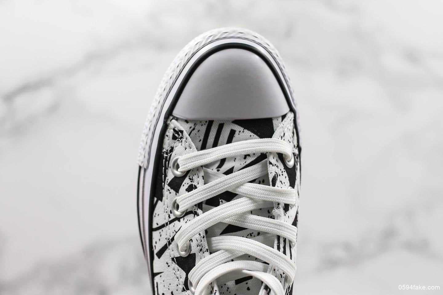 匡威CONVERSE ALL STAR 100 GEOMETRIC HI真标虎扑版本高品质日本三角形彩绘涂鸦周年款高帮帆布鞋 货号:1SC086-87