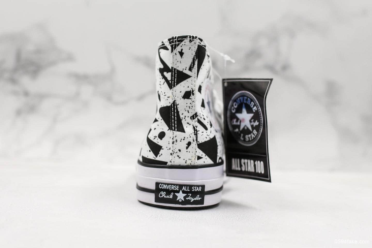 匡威CONVERSE ALL STAR 100 GEOMETRIC HI真标虎扑版本高品质日本三角形彩绘涂鸦周年款高帮帆布鞋 货号:1SC086-87