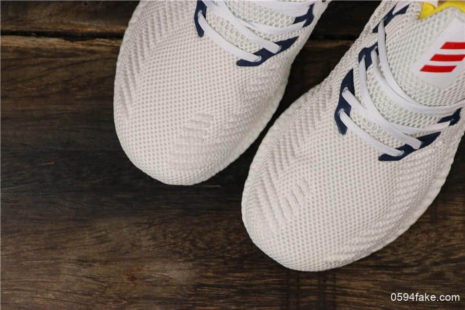 阿迪达斯Adidas Alphaboost System米黄蓝公司级带半码高弹爆米花跑鞋区分市面臃肿鞋型 货号:EF9042