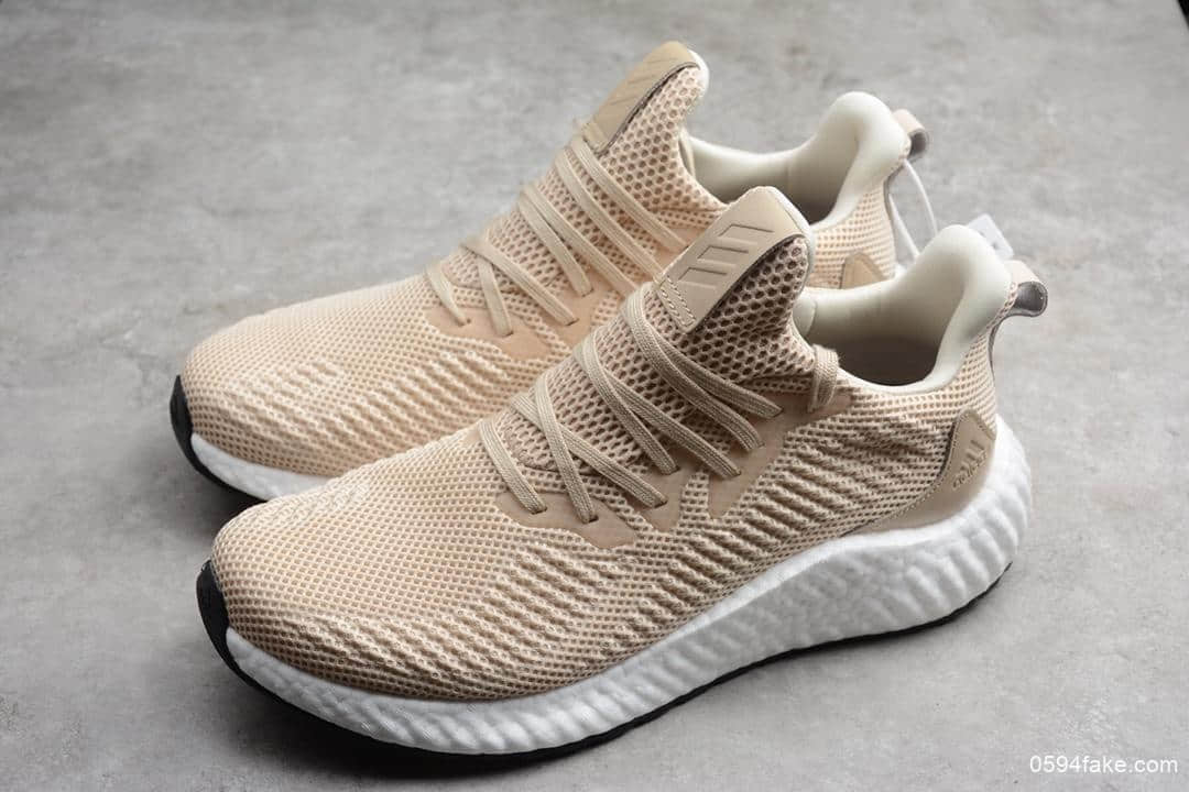 阿迪达斯adidas Alphaboost System米黄公司级带半码阿尔法透气跑步鞋耐磨马牌大底 货号:EF1164