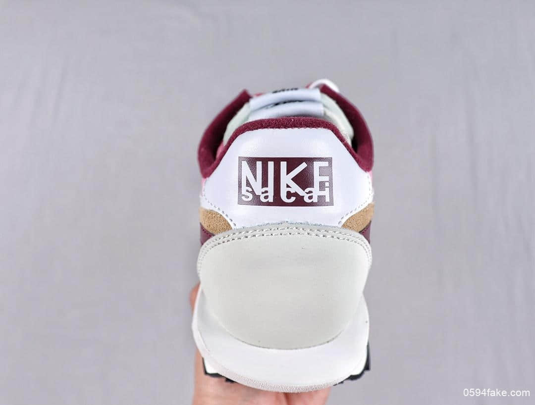 耐克SACAI x NIKE LDV Waffle华夫系列走秀款纯原版本网纱皮面拼接双勾Swoosh跑步鞋 货号:BV0073-500