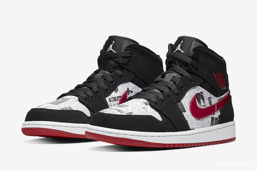 Air Jordan 1 Mid 全新配色曝光!报纸图案个性又复古! 货号:852542-061