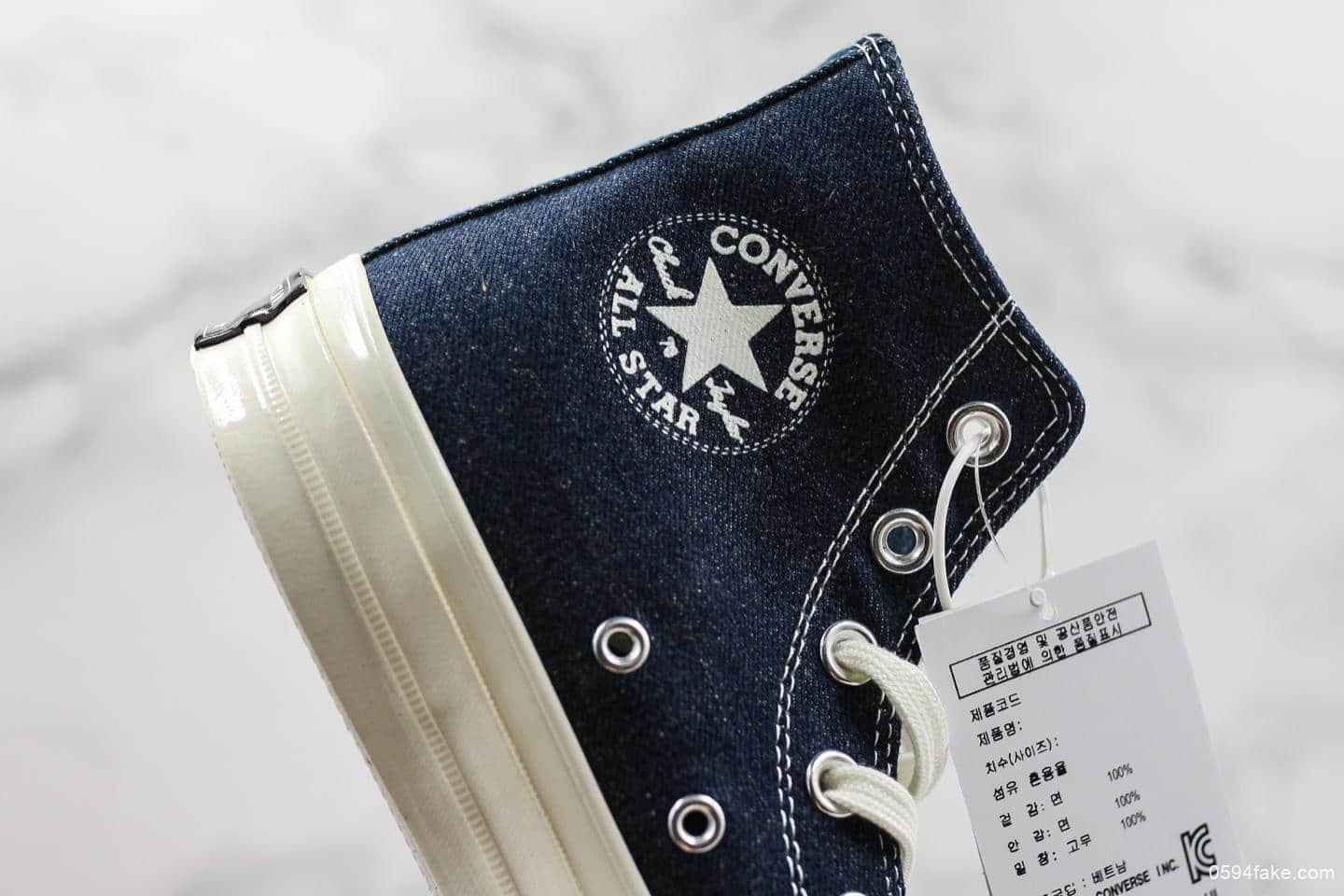 匡威Converse Chuck Taylor All Star 1970 OX Light denim blue真标硫化蓝底双围条版本复古三星标高帮运动硫化板鞋深蓝丹宁牛仔 货号:165647C