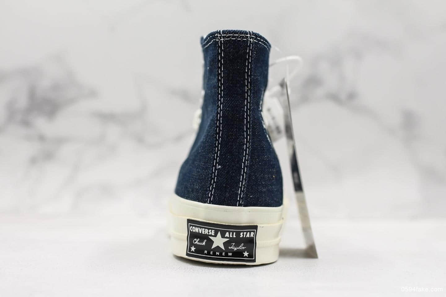 匡威Converse Chuck Taylor All Star 1970 OX Light denim blue真标硫化蓝底双围条版本复古三星标高帮运动硫化板鞋深蓝丹宁牛仔 货号:165647C