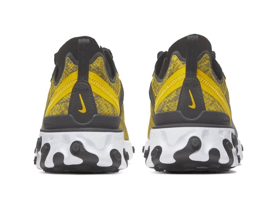 Nike React Element 55释出新配色!黄色蛇皮纹印花神秘奢华!