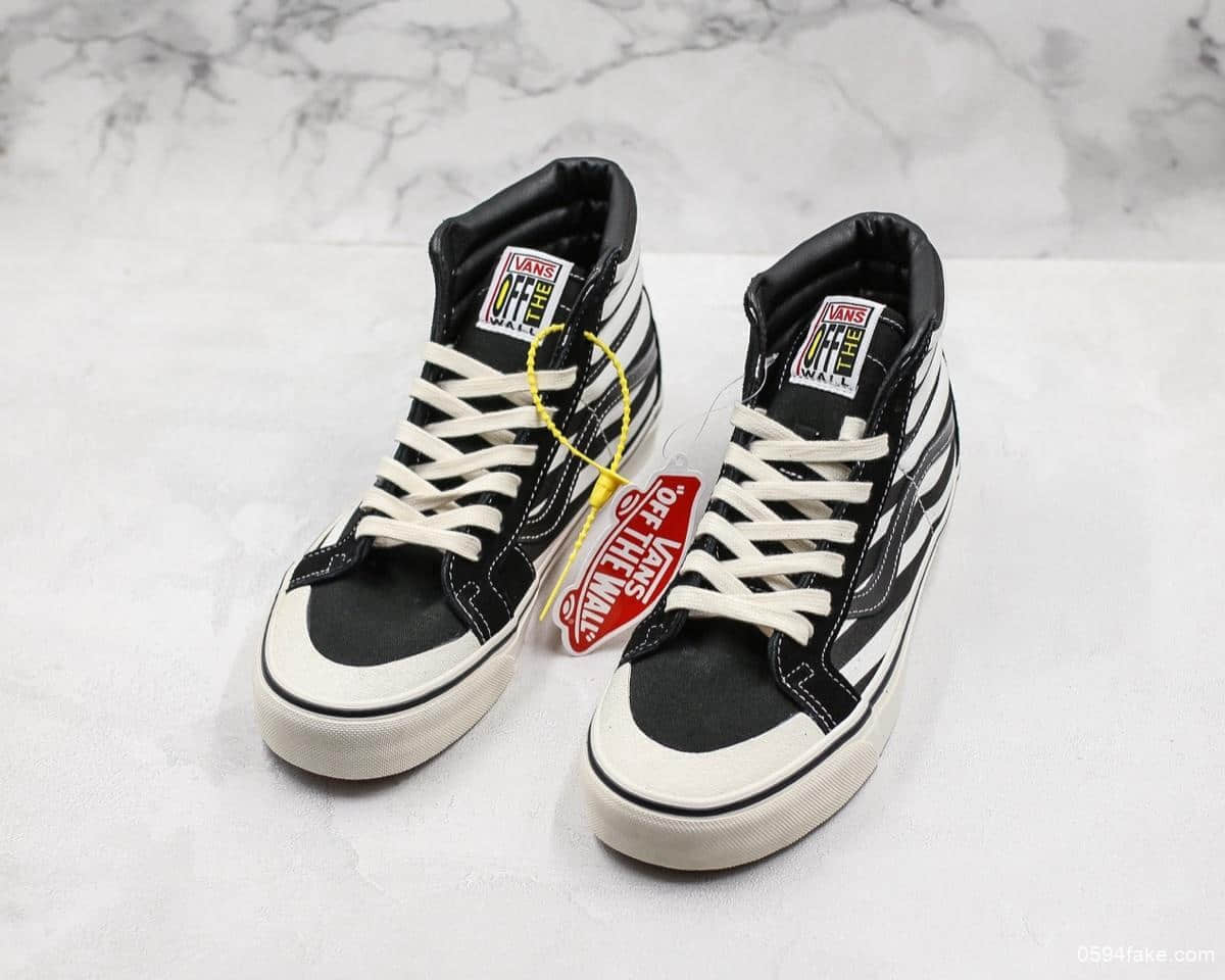 万斯Vans Style 36 Decon SF鲜美子列麂皮黑白条纹高帮真标带半码 海外限定款 货号：VN0A3ZCJXMU