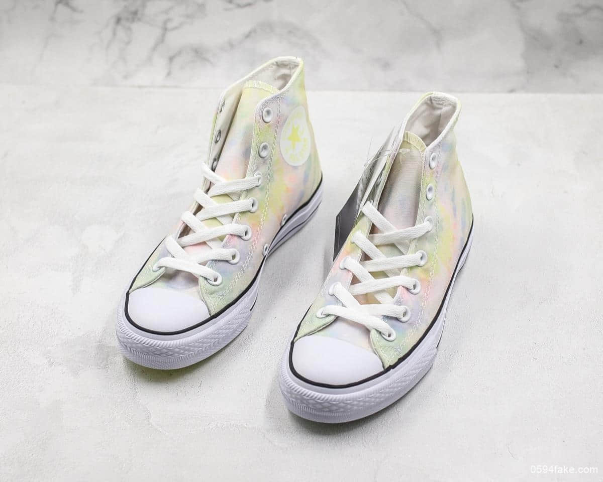 匡威Converse Chuck Taylor意大利限定扎染渐变马卡龙高帮帆布鞋真标带半码三星标欧斯奈鞋垫真标原盒 货号:162150C