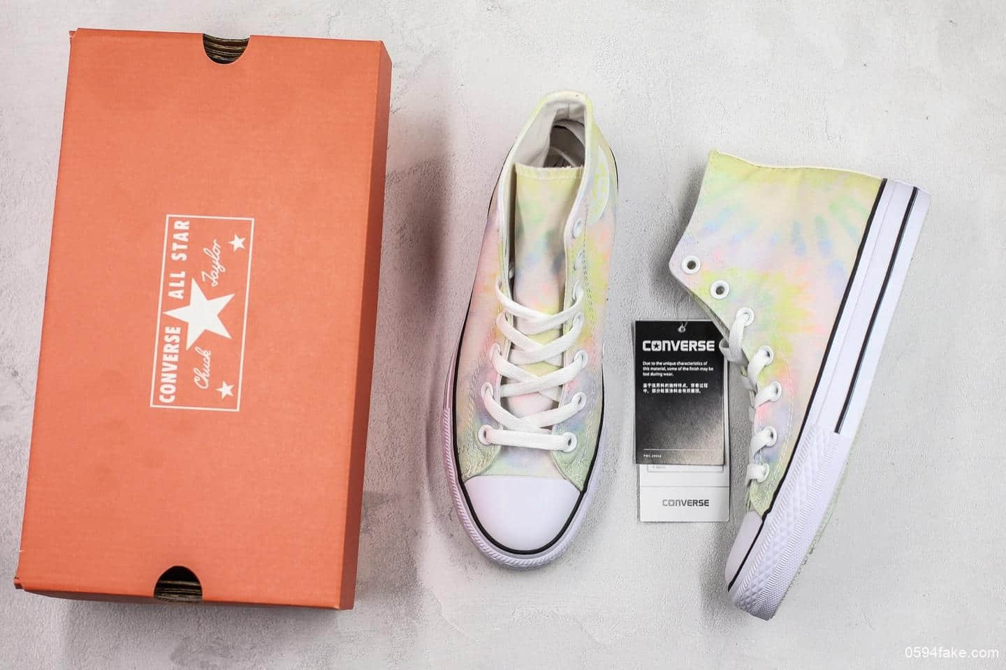 匡威Converse Chuck Taylor意大利限定扎染渐变马卡龙高帮帆布鞋真标带半码三星标欧斯奈鞋垫真标原盒 货号:162150C