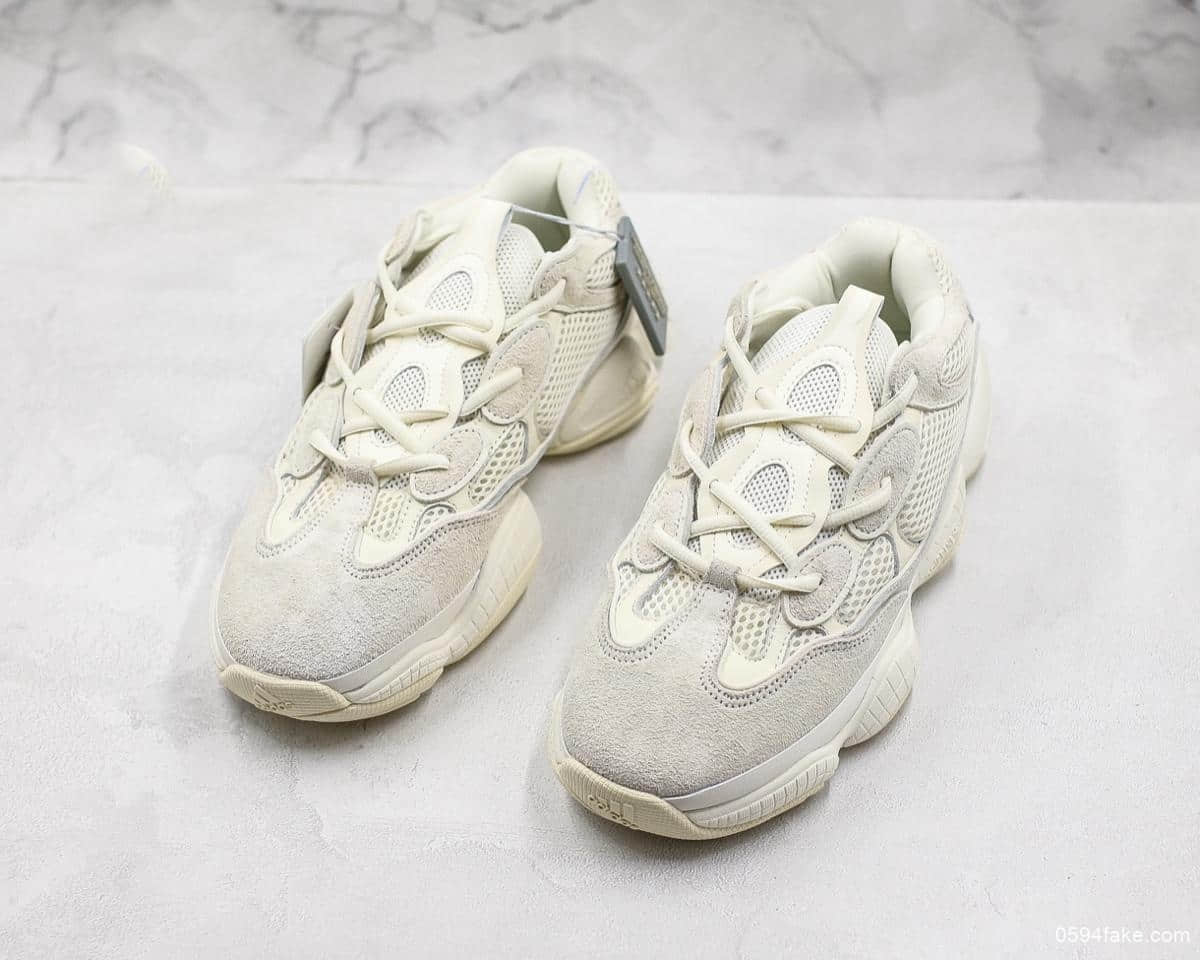 阿迪达斯Adidas Yeezy 500 “Bone White”骨白OG纯原带半码 复古老爹鞋 进口皮料原厂阵线 货号:FV3573