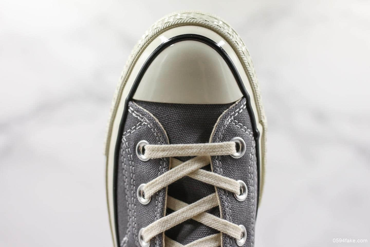 匡威Converse Chuck 70高帮水泥灰1970s帆布鞋公司级带半码 硫化蓝底立体三星标 货号:164946C