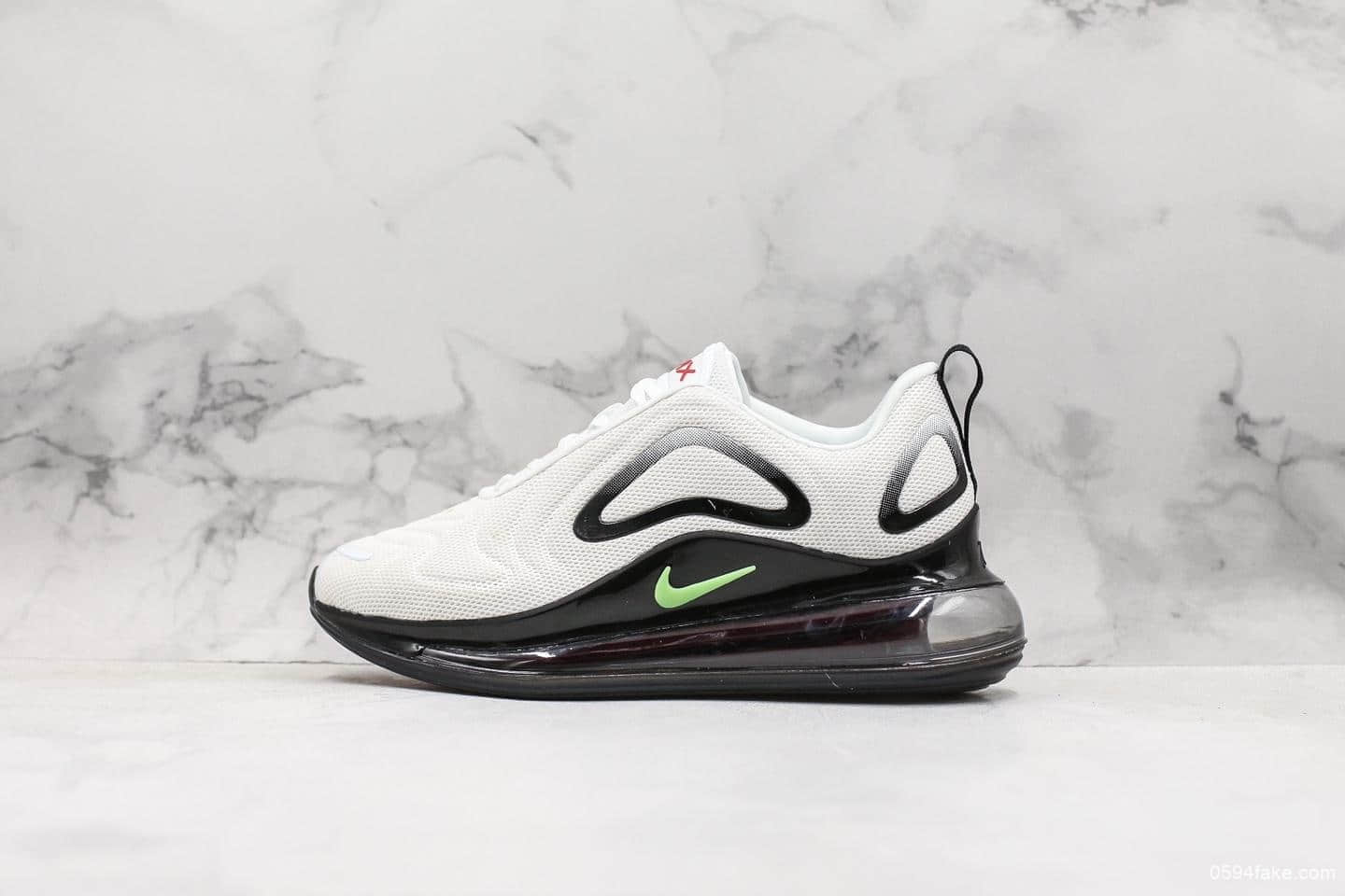耐克Nike Air Max 720 White Black Volt公司级版本太空大气垫前卫运动慢跑鞋白黑草绿红 货号:CJ4584-100