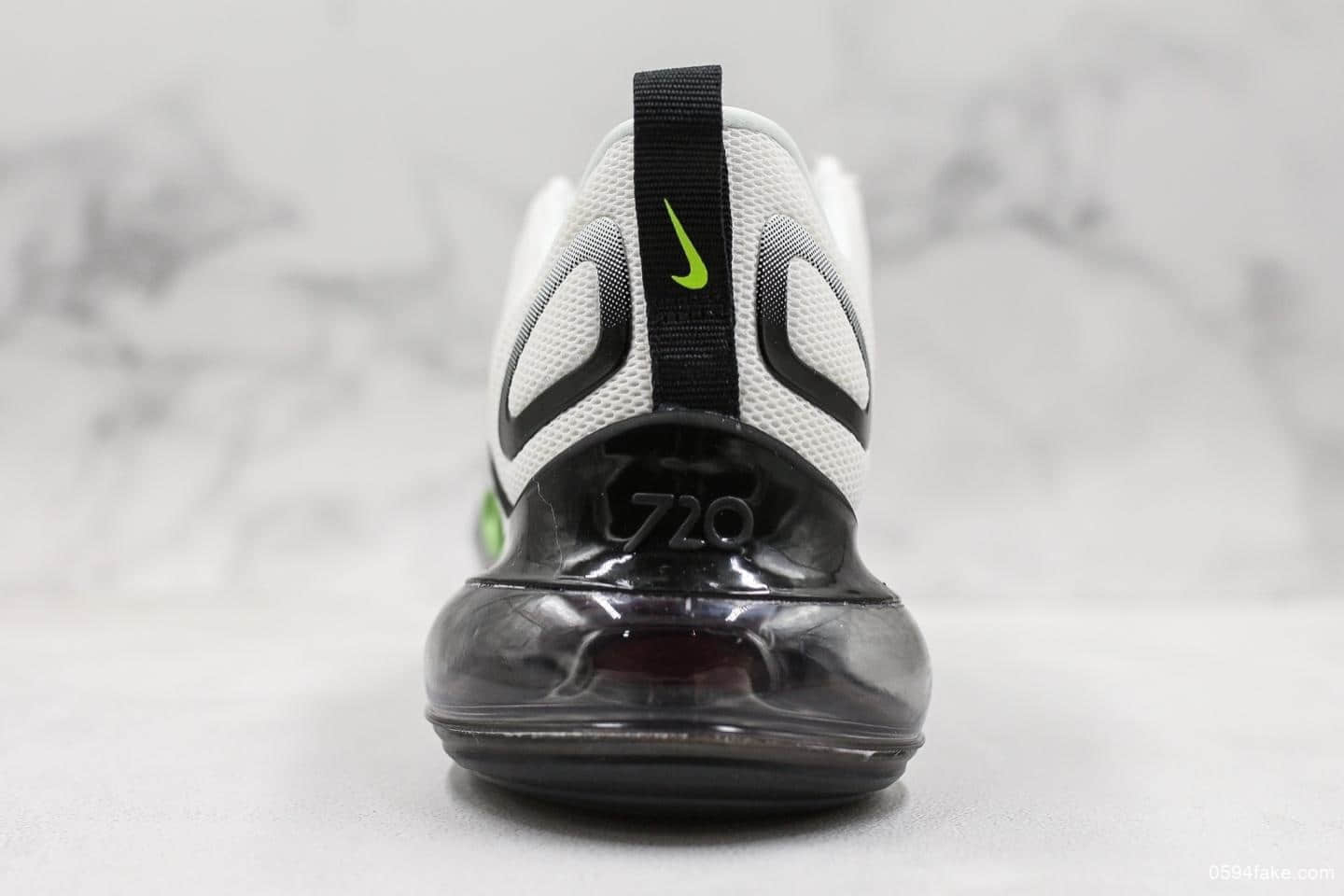 耐克Nike Air Max 720 White Black Volt公司级版本太空大气垫前卫运动慢跑鞋白黑草绿红 货号:CJ4584-100